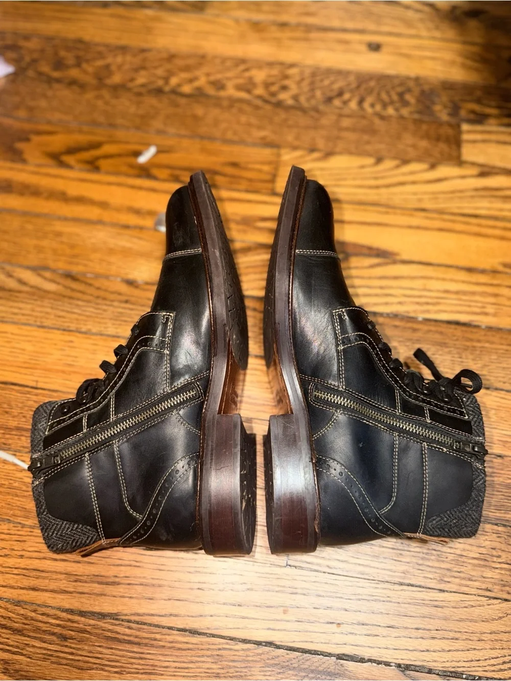 Johnston & Murphy Warner Black Leather Cap Toe Zip Boots Men’s 9.5M